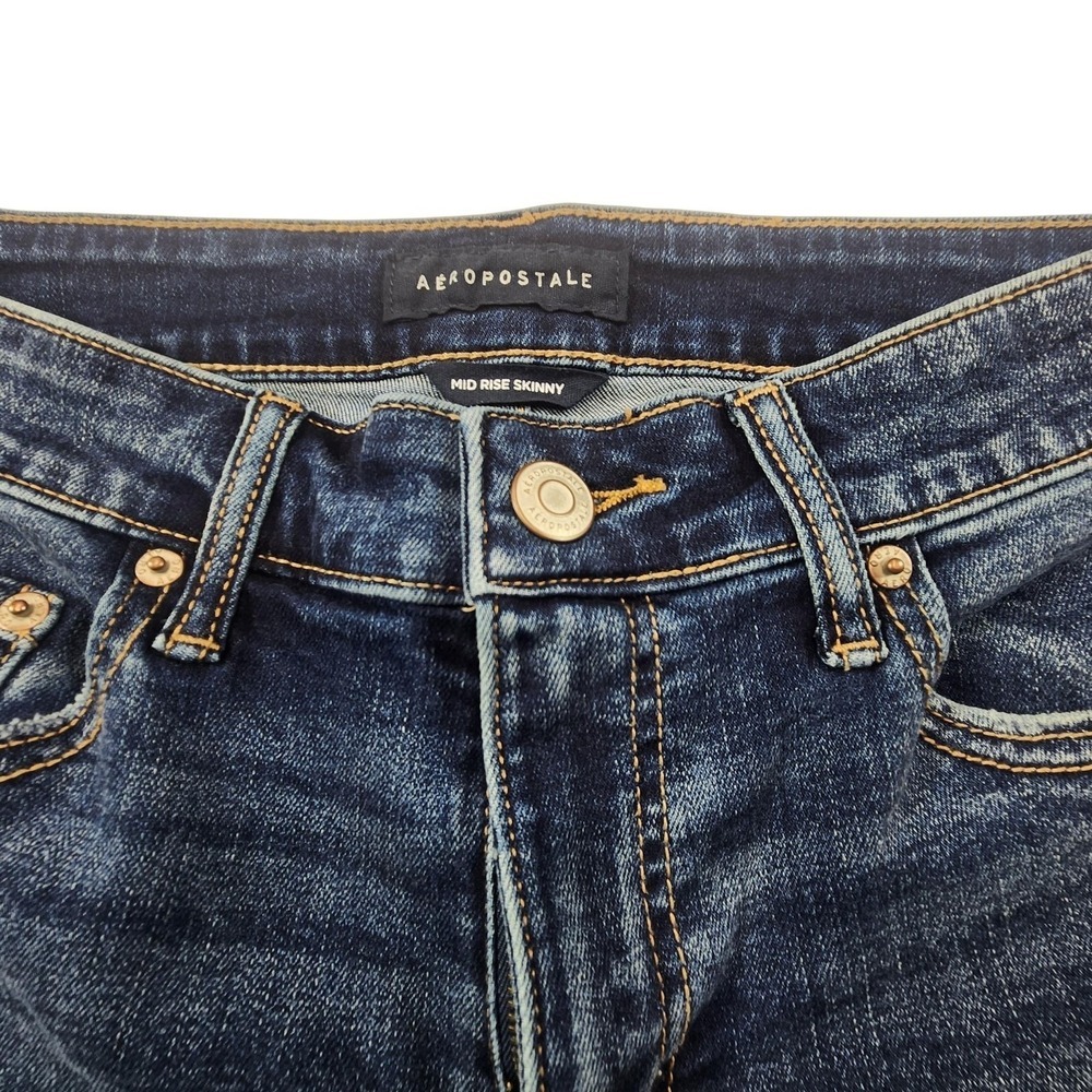 Aéropostale Womens 10 Blue Mid Rise Skinny Stretch Jeans